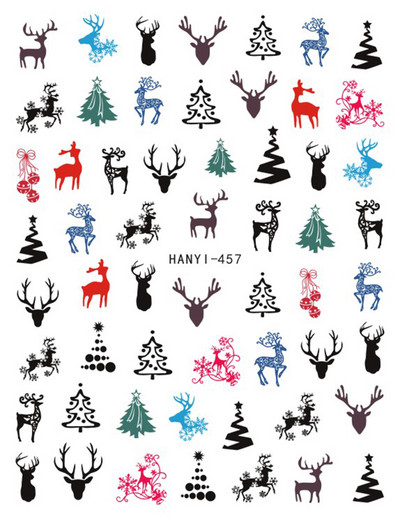 Nail Art Matrica Téli Juharlevelek Karácsonyi Színes Hópelyhek Hát Ragasztó Körömmatricák Dekoráció Köröm Tippekhez Szépség