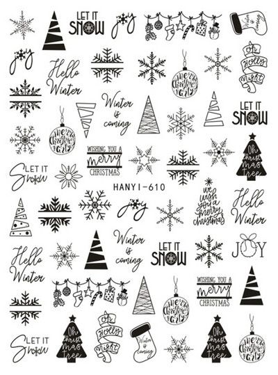 Nail Art Matrica Téli Juharlevelek Karácsonyi Színes Hópelyhek Hát Ragasztó Körömmatricák Dekoráció Köröm Tippekhez Szépség