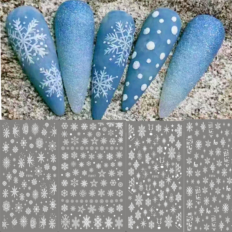 Nail Art Matrica Téli Juharlevelek Karácsonyi Színes Hópelyhek Hát Ragasztó Körömmatricák Dekoráció Köröm Tippekhez Szépség
