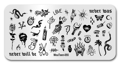 2022 Új Graffiti Art körömbélyegző lemezek Graffiti falbélyegző lemez fali körömdíszítés sablonok #073