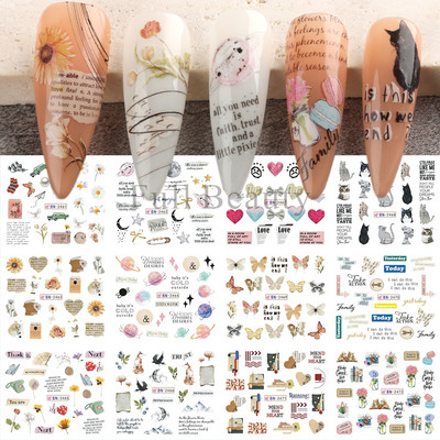 3D Rose Design Víz Körömmatricák Rózsaszín Lila Virágok Matricák Tavaszi művészet Teljesen fedő körömpakolások Francia manikűr tippek GLJF169-180