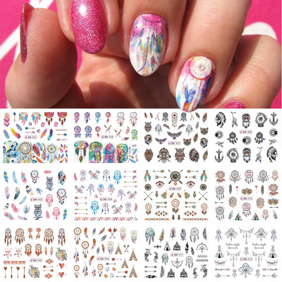 3D Rose Design Víz Körömmatricák Rózsaszín Lila Virágok Matricák Tavaszi művészet Teljesen fedő körömpakolások Francia manikűr tippek GLJF169-180