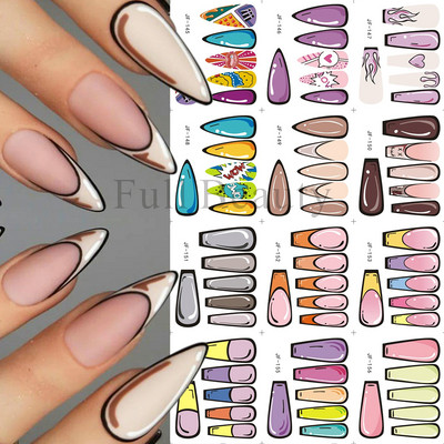 3D Rose Design Víz Körömmatricák Rózsaszín Lila Virágok Matricák Tavaszi művészet Teljesen fedő körömpakolások Francia manikűr tippek GLJF169-180