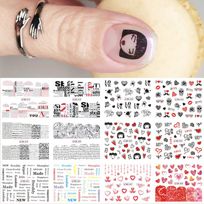 3D Rose Design Víz Körömmatricák Rózsaszín Lila Virágok Matricák Tavaszi művészet Teljesen fedő körömpakolások Francia manikűr tippek GLJF169-180