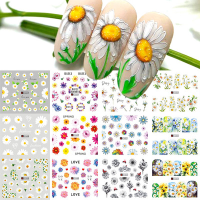 3D Rose Design Víz Körömmatricák Rózsaszín Lila Virágok Matricák Tavaszi művészet Teljesen fedő körömpakolások Francia manikűr tippek GLJF169-180