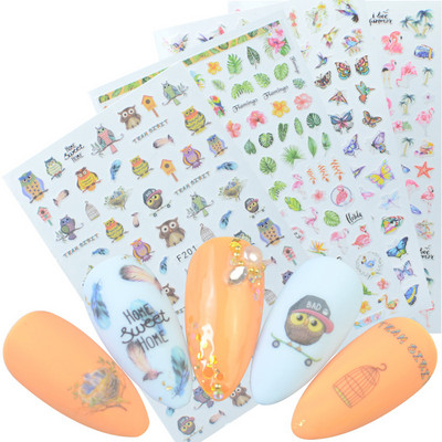 Egyszarvú szivárvány szív csillag Hold keverék minták öntapadó matrica körmökhöz 3D dombornyomott matrica manikűr dekorációk