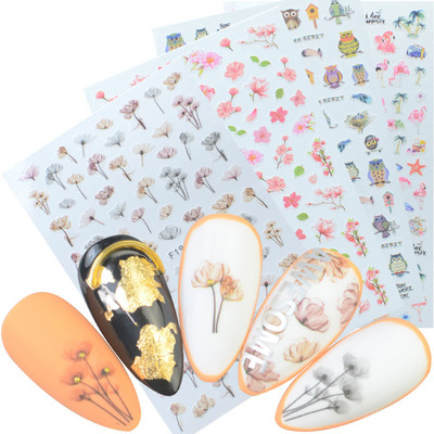 Egyszarvú szivárvány szív csillag Hold keverék minták öntapadó matrica körmökhöz 3D dombornyomott matrica manikűr dekorációk