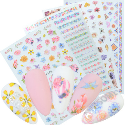 Egyszarvú szivárvány szív csillag Hold keverék minták öntapadó matrica körmökhöz 3D dombornyomott matrica manikűr dekorációk