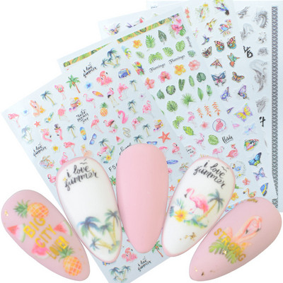 Egyszarvú szivárvány szív csillag Hold keverék minták öntapadó matrica körmökhöz 3D dombornyomott matrica manikűr dekorációk