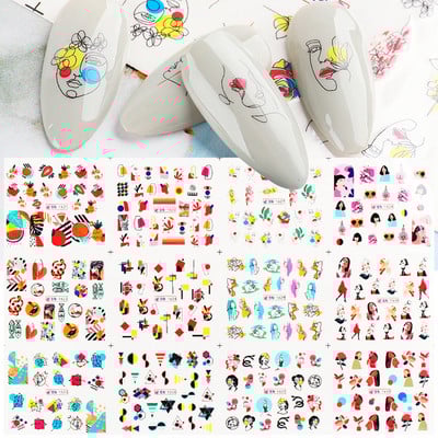 12db Hedgehog Animal Köröm Víz matricák Fenyőtobozok Arany Őszi Design Akvarell Téli Manikűr Transzfer csúszkák JIBN1681-1692