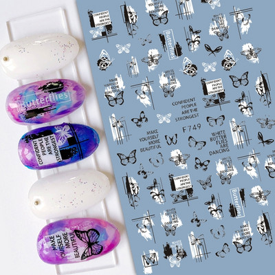 Nail Art Matricák Geometrikus francia betűk Üzenetek Vissza Ragasztó Körömmatricák Ideiglenes tetoválások Köröm Tippekhez Szépség
