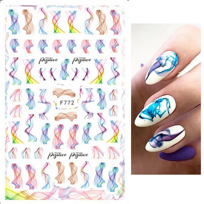 Nail Art Matricák Geometrikus francia betűk Üzenetek Vissza Ragasztó Körömmatricák Ideiglenes tetoválások Köröm Tippekhez Szépség