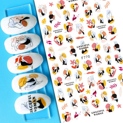 Nail Art Matricák Geometrikus francia betűk Üzenetek Vissza Ragasztó Körömmatricák Ideiglenes tetoválások Köröm Tippekhez Szépség