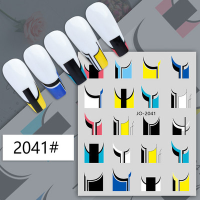 Nail Art Matricák Geometrikus francia betűk Üzenetek Vissza Ragasztó Körömmatricák Ideiglenes tetoválások Köröm Tippekhez Szépség