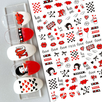 Nail Art Matricák Geometrikus francia betűk Üzenetek Vissza Ragasztó Körömmatricák Ideiglenes tetoválások Köröm Tippekhez Szépség