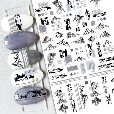 Nail Art Matricák Geometrikus francia betűk Üzenetek Vissza Ragasztó Körömmatricák Ideiglenes tetoválások Köröm Tippekhez Szépség