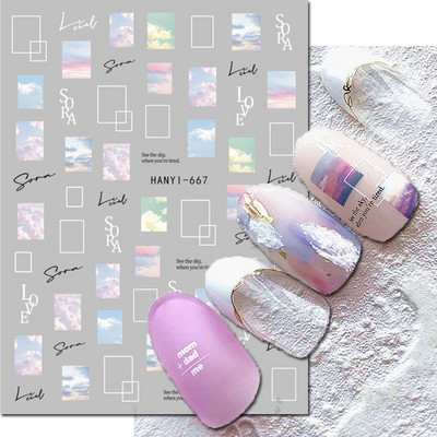 Nail Art Matricák Geometrikus francia betűk Üzenetek Vissza Ragasztó Körömmatricák Ideiglenes tetoválások Köröm Tippekhez Szépség