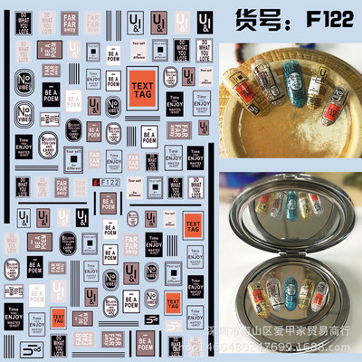 Nail Art Matricák Geometrikus francia betűk Üzenetek Vissza Ragasztó Körömmatricák Ideiglenes tetoválások Köröm Tippekhez Szépség