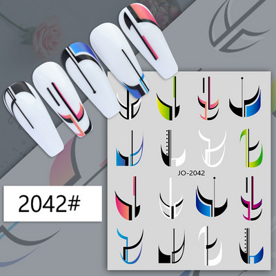 Nail Art Matricák Geometrikus francia betűk Üzenetek Vissza Ragasztó Körömmatricák Ideiglenes tetoválások Köröm Tippekhez Szépség