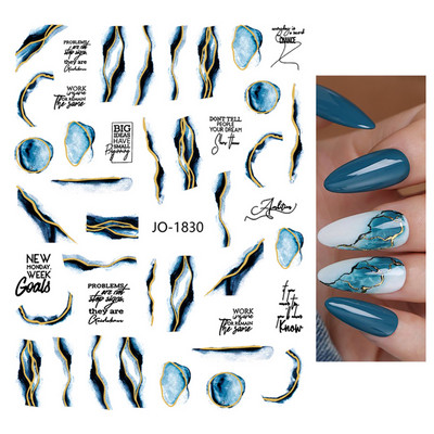 Nail Art Matricák Geometrikus francia betűk Üzenetek Vissza Ragasztó Körömmatricák Ideiglenes tetoválások Köröm Tippekhez Szépség