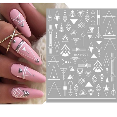 Nail Art Matricák Geometrikus francia betűk Üzenetek Vissza Ragasztó Körömmatricák Ideiglenes tetoválások Köröm Tippekhez Szépség