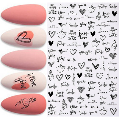 Nail Art Matricák Geometrikus francia betűk Üzenetek Vissza Ragasztó Körömmatricák Ideiglenes tetoválások Köröm Tippekhez Szépség