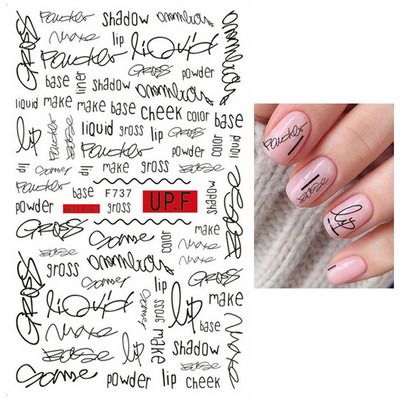 Nail Art Matricák Geometrikus francia betűk Üzenetek Vissza Ragasztó Körömmatricák Ideiglenes tetoválások Köröm Tippekhez Szépség