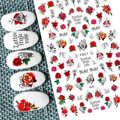 Nail Art Matricák Geometrikus francia betűk Üzenetek Vissza Ragasztó Körömmatricák Ideiglenes tetoválások Köröm Tippekhez Szépség