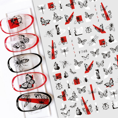 Nail Art Matricák Geometrikus francia betűk Üzenetek Vissza Ragasztó Körömmatricák Ideiglenes tetoválások Köröm Tippekhez Szépség