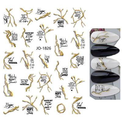 Nail Art Matricák Geometrikus francia betűk Üzenetek Vissza Ragasztó Körömmatricák Ideiglenes tetoválások Köröm Tippekhez Szépség