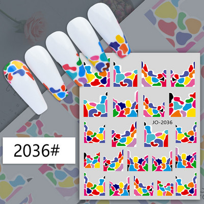 Nail Art Matricák Geometrikus francia betűk Üzenetek Vissza Ragasztó Körömmatricák Ideiglenes tetoválások Köröm Tippekhez Szépség