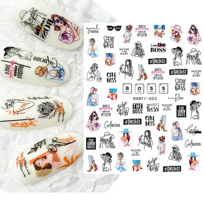 Nail Art Matricák Geometrikus francia betűk Üzenetek Vissza Ragasztó Körömmatricák Ideiglenes tetoválások Köröm Tippekhez Szépség