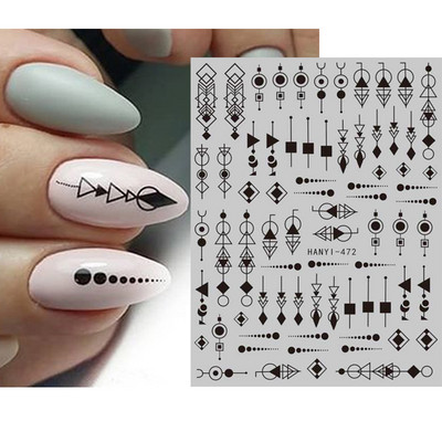 Nail Art Matricák Geometrikus francia betűk Üzenetek Vissza Ragasztó Körömmatricák Ideiglenes tetoválások Köröm Tippekhez Szépség