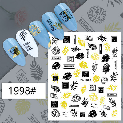 Nail Art Matricák Geometrikus francia betűk Üzenetek Vissza Ragasztó Körömmatricák Ideiglenes tetoválások Köröm Tippekhez Szépség