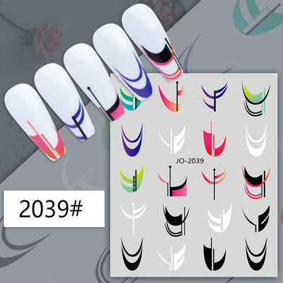 Nail Art Matricák Geometrikus francia betűk Üzenetek Vissza Ragasztó Körömmatricák Ideiglenes tetoválások Köröm Tippekhez Szépség