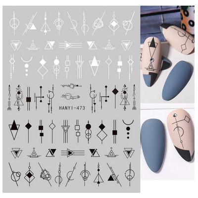 Nail Art Matricák Geometrikus francia betűk Üzenetek Vissza Ragasztó Körömmatricák Ideiglenes tetoválások Köröm Tippekhez Szépség