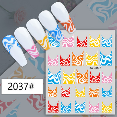 Nail Art Matricák Geometrikus francia betűk Üzenetek Vissza Ragasztó Körömmatricák Ideiglenes tetoválások Köröm Tippekhez Szépség