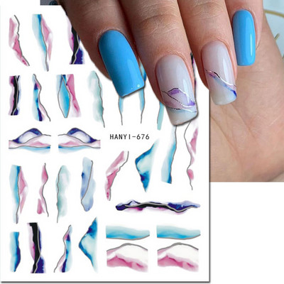 Nail Art Matricák Geometrikus francia betűk Üzenetek Vissza Ragasztó Körömmatricák Ideiglenes tetoválások Köröm Tippekhez Szépség