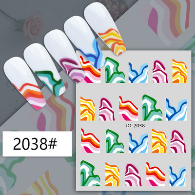 Nail Art Matricák Geometrikus francia betűk Üzenetek Vissza Ragasztó Körömmatricák Ideiglenes tetoválások Köröm Tippekhez Szépség