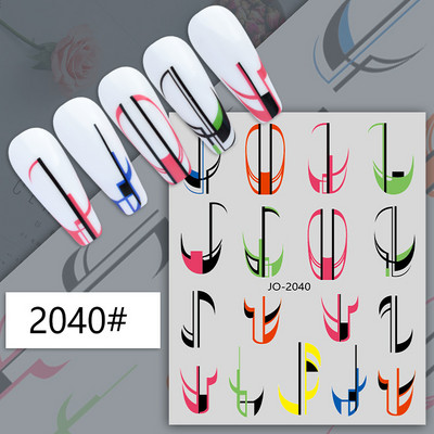 Nail Art Matricák Geometrikus francia betűk Üzenetek Vissza Ragasztó Körömmatricák Ideiglenes tetoválások Köröm Tippekhez Szépség