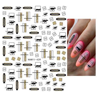 Nail Art Matricák Geometrikus francia betűk Üzenetek Vissza Ragasztó Körömmatricák Ideiglenes tetoválások Köröm Tippekhez Szépség