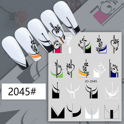 Nail Art Matricák Geometrikus francia betűk Üzenetek Vissza Ragasztó Körömmatricák Ideiglenes tetoválások Köröm Tippekhez Szépség