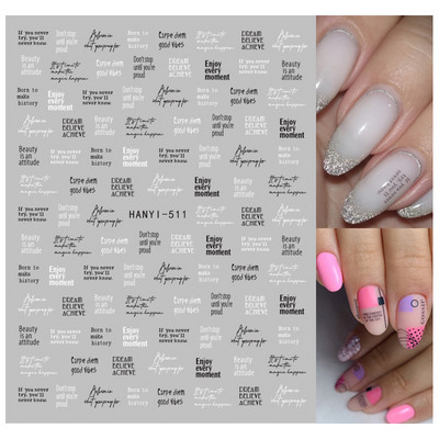 Nail Art Matricák Geometrikus francia betűk Üzenetek Vissza Ragasztó Körömmatricák Ideiglenes tetoválások Köröm Tippekhez Szépség