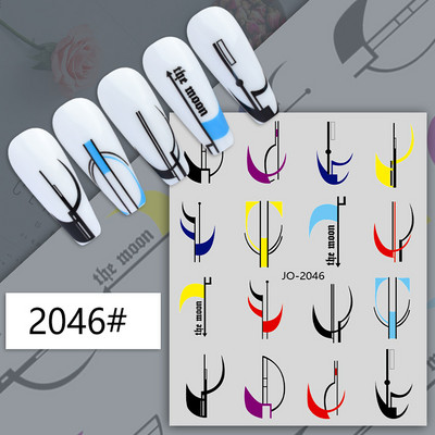Nail Art Matricák Geometrikus francia betűk Üzenetek Vissza Ragasztó Körömmatricák Ideiglenes tetoválások Köröm Tippekhez Szépség