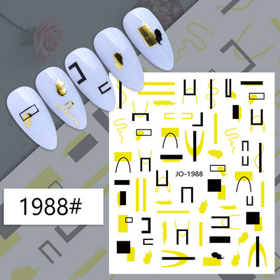 Nail Art Matricák Geometrikus francia betűk Üzenetek Vissza Ragasztó Körömmatricák Ideiglenes tetoválások Köröm Tippekhez Szépség