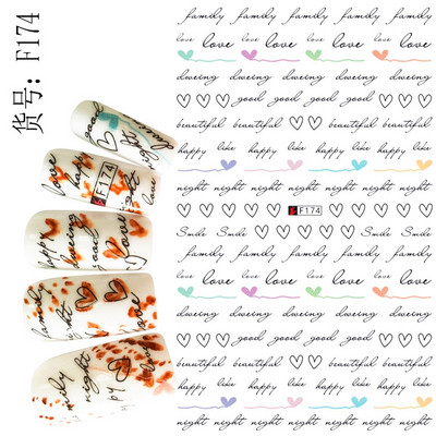 Nail Art Matricák Geometrikus francia betűk Üzenetek Vissza Ragasztó Körömmatricák Ideiglenes tetoválások Köröm Tippekhez Szépség