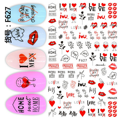 Nail Art Matricák Geometrikus francia betűk Üzenetek Vissza Ragasztó Körömmatricák Ideiglenes tetoválások Köröm Tippekhez Szépség