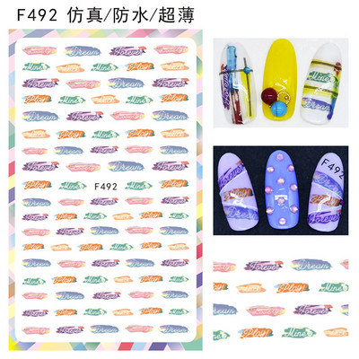 Nail Art Matricák Geometrikus francia betűk Üzenetek Vissza Ragasztó Körömmatricák Ideiglenes tetoválások Köröm Tippekhez Szépség