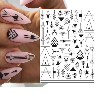 Nail Art Matricák Geometrikus francia betűk Üzenetek Vissza Ragasztó Körömmatricák Ideiglenes tetoválások Köröm Tippekhez Szépség