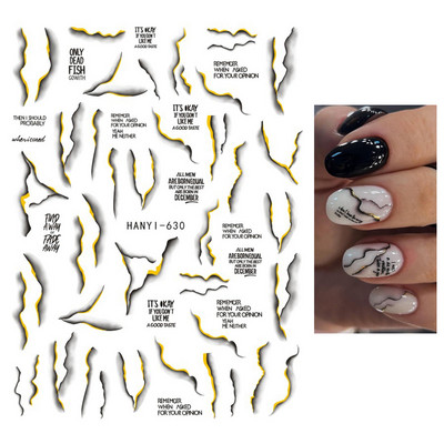 Nail Art Matricák Geometrikus francia betűk Üzenetek Vissza Ragasztó Körömmatricák Ideiglenes tetoválások Köröm Tippekhez Szépség